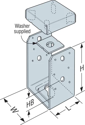 Vista 6 de Simpson Strong-Tie ABU44Z ABU ZMAX Base de poste ajustable galvanizada para 4x4