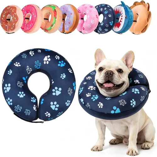 Vista 29 de BEAUTYZOO Alternativa al cono para perro después de la cirugía para perros grandes, medianos y pequeños, collar de cono inflable suave para perros