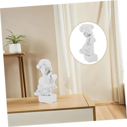 Vista 9 de Artemis - Estatua de diosa de resina blanca, escultura de busto de cabeza romana, escultura de mitología griega para el hogar, estante
