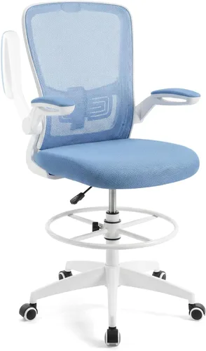 Vista 9 de GIANTEX Juego de 2 sillas de dibujo, sillas altas de oficina para Negro