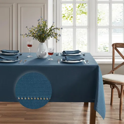Vista 13 de Elrene Home Fashions Alison - Mantel de tela con diseño de bordado de ojo de buey y borde resistente a las arrugas, 132 x 70 cm, Rectangular