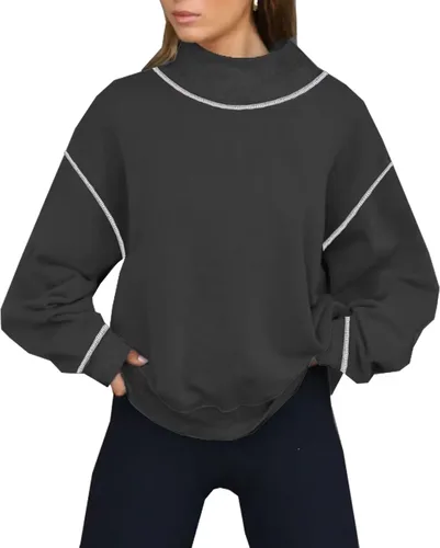 Vista 2 de Sudaderas de gran tamaño para mujer, cuello alto, sin botones, manga larga, ropa de otoño, trajes de moda Y2K 2023