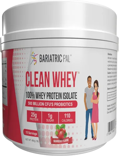 Vista 2 de BariatricPal Proteína de suero limpio (0.88 oz) con probióticos (15 porciones) (chocolate)