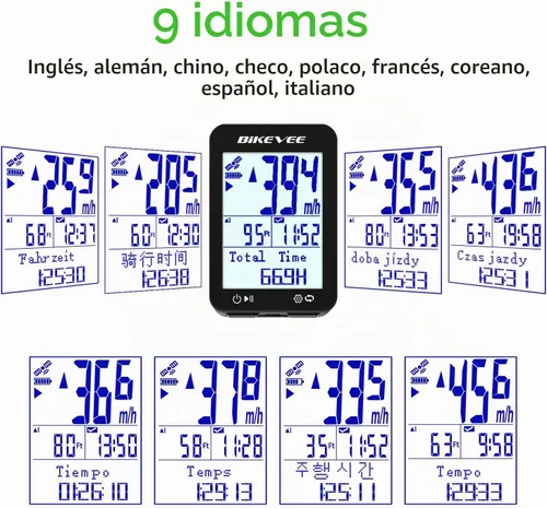 Vista 7 de GPS Ordenador de Bicicleta Inalámbrico con Inicio/Parada Automática y Retroiluminación Automática, Bicicleta Odómetro IPX7 Resistente al Agua MPH
