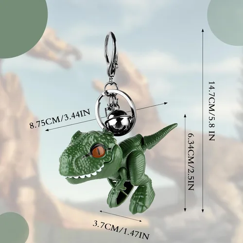 Vista 3 de Cobee Lindo llavero de dinosaurio, llavero de regalo de dibujos animados Kawaii, llavero móvil de dinosaurio para mujeres y hombres mochilas