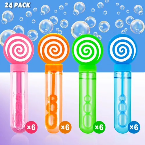 Vista 3 de JOYYPOP Juego de 24 mini varitas de burbujas de 4 colores para niños, regalos de fiesta de burbujas, regalos de verano para niños y niñas, fiesta