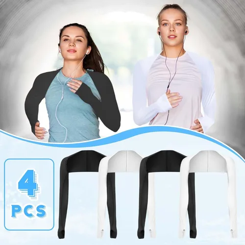 Vista 3 de PHOGARY, manguito de brazo con protección solar y UV, con enfriamiento, cómodo y transpirable, mangas anti-UV para mujer