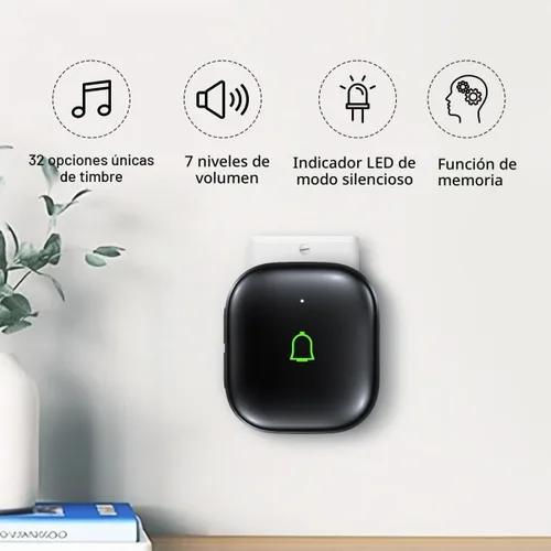 Vista 2 de Timbre de puerta inalámbrico IP66, timbre de puerta inalámbrico impermeable de 1000 pies, 32 campanas de 115 dB, 7 niveles Vol, modo de silencio