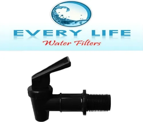 Vista 2 de Black Plastic Faucet, Spigot, Beverage Dispenser, Water Crock, Water Filter Bucket, Made for Gravity Feed, with Washer & Nut
