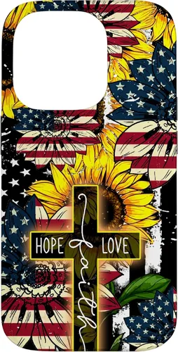 Vista 17 de Funda para iPhone 16 Sunflowers Faith Hope Love Jesus Cross Christian