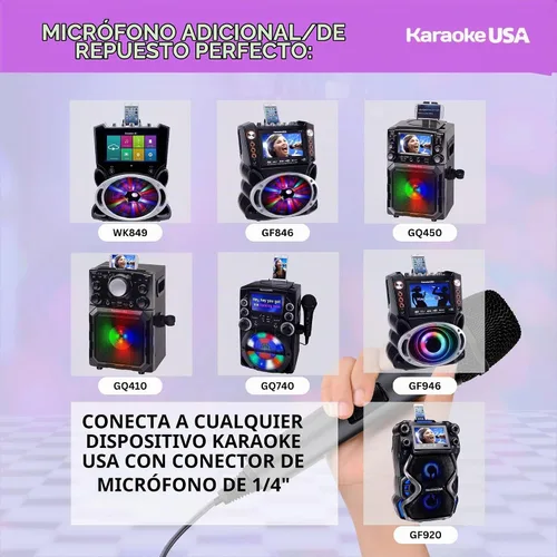 Vista 5 de Karaoke USA Micrófono dinámico profesional M189 (cable desmontable), negro
