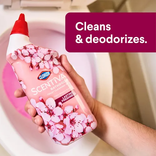 Vista 2 de Clorox Scentiva - Gel de limpieza para inodoro, flor de cerezo y melocotón, 24 onzas líquidas (paquete de 2)