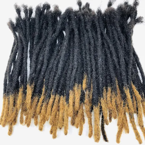 Vista 2 de Locsanity Extensiones de rastas de cabello 100% humano, hechas a mano, tamaño mediano, 1/4 de pulgada de ancho, tamaño lápiz, varias longitudes