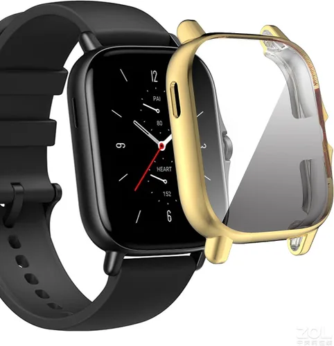 Vista 11 de Yrzper Compatible con Amazfit GTS 2 Smartwatch Case Plated Ultra-ThinTPU 360° Protector de pantalla de cuerpo entero Protector de pantalla de Negro