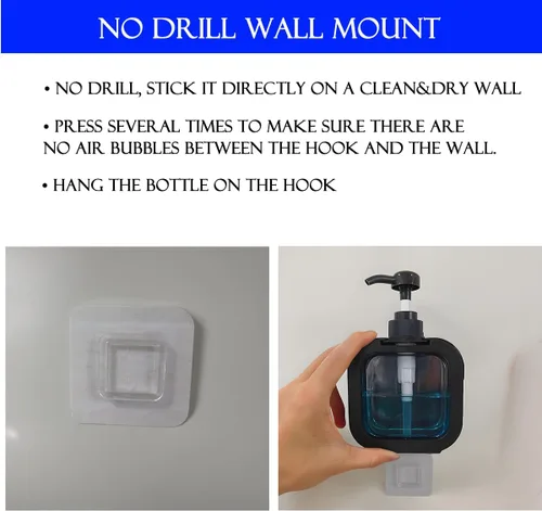 Vista 4 de Dispensador de jabón de manos para baño, dispensador de jabón de ducha montado en la pared, dispensador de platos para cocina, dispensador de champú