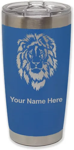 Vista 29 de LaserGram Vaso aislado al vacío de 20 onzas, cabeza de león, grabado personalizado incluido (negro)