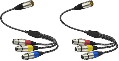 Vista 8 de J&D Cable divisor XLR, chapado en oro de 3 pines, adaptador XLR de 1 macho a 3 hembra, cable de micrófono equilibrado para mezclador, AMP
