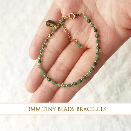 Vista 5 de Morchic - Pulsera ajustable de pulgadas para mujer, con mini cuentas de gemas naturales, serie de dijes de gemas de energía, regalo de cumpleaños
