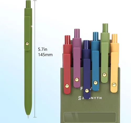 Vista 6 de FIOVER 12 unidades de bolígrafos de gel, bolígrafo de escritura suave de punta media de 0.7 mm, tinta de gel negra para diario, suministros