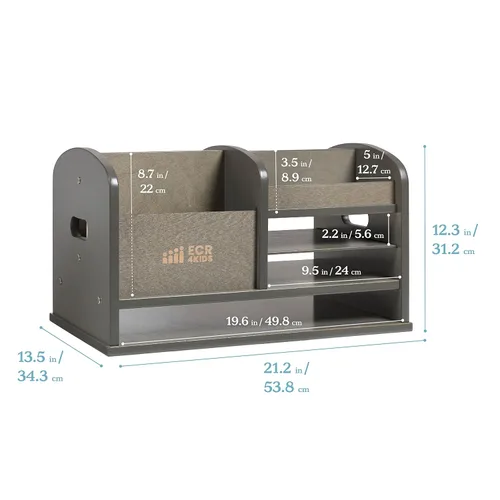 Vista 2 de ECR4Kids Centro de almacenamiento de suministros de mesa, organizador para profesores, lavado gris Gris (Grey Wash)