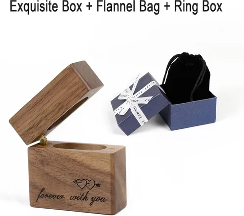 Vista 6 de Cajas de anillos de compromiso para propuesta de anillo de compromiso para propuesta de anillo de compromiso, caja de portador de anillos "Forever