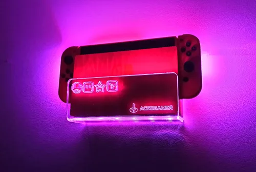 Vista 5 de ACRIGAMER Wall Mount for Nintendo Switch O NS OLED with RGB LED Kit Multi-Colour