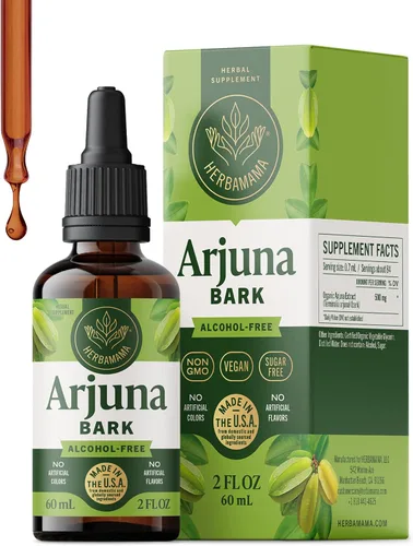 Vista 9 de HERBAMAMA Arjuna Tincture - Soporte antioxidante vegano con gotas de extracto de corteza de Arjuna Terminalia - Suplemento líquido sin OMG, sin