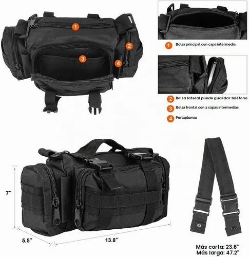 Vista 5 de BraveHawk OUTDOORS Bolsa para manillar de bicicleta, Bolsa de cintura multiusos de nailon Oxford 900D Resistente al agua para ciclismo (Negro)