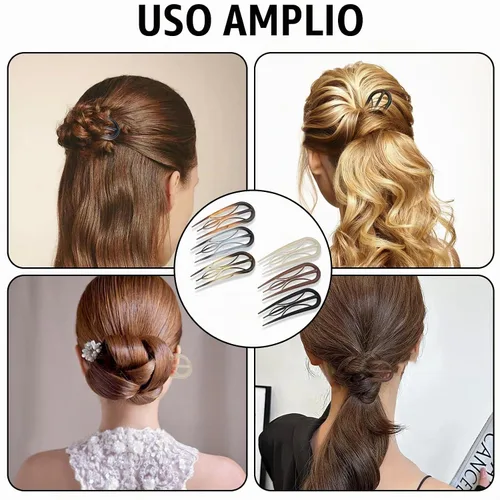 Vista 7 de 6 piezas de horquillas francesas, horquilla de cabello en forma de U estilo retro con dientes internos, horquillas francesas para el cabello