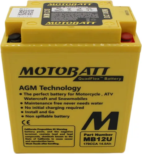 Vista 5 de MotoBatt MB12U, batería AGM QuadFlex activada de fábrica (12 voltios 15 Amperios) 160CCA