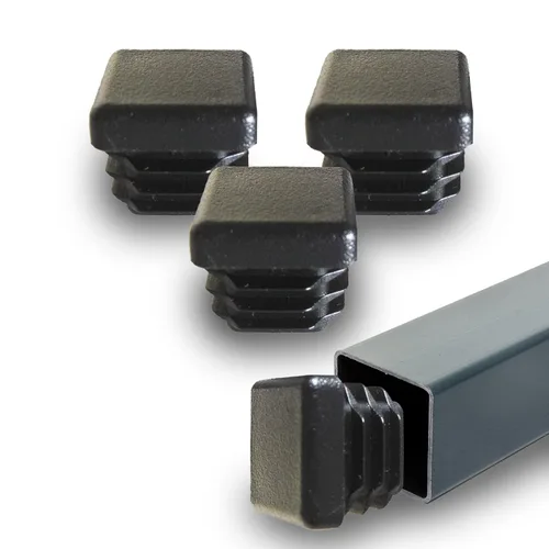Vista 12 de Prescott Plastics Tapones de agujero de plástico acanalado de perímetro exterior de 1/2 pulgada (0.500 in), tapas cuadradas de tubo de metal negro