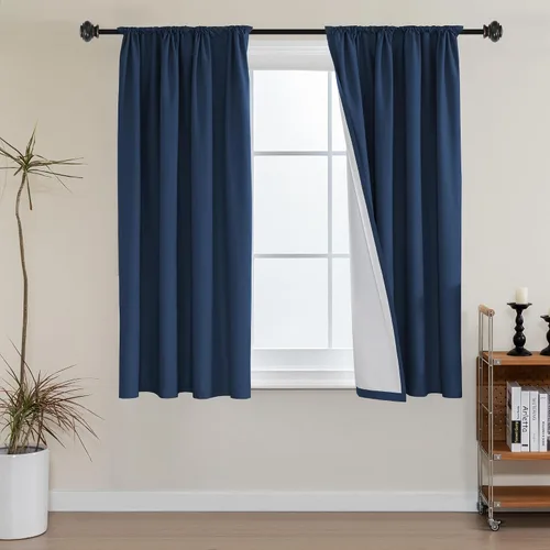 Vista 41 de H.VERSAILTEX Cortinas 100% de opacidad para cocina, con aislamiento térmico, cortinas opacas completas con forro blanco, cortinas de eficiencia
