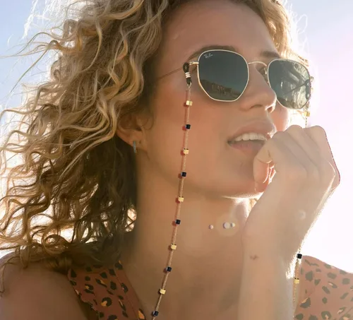 Vista 2 de Cadena para lentes de sol para mujer, cadena de cristal natural, soporte para lentes de sol, collar, correa para gafas, cordón de lectura