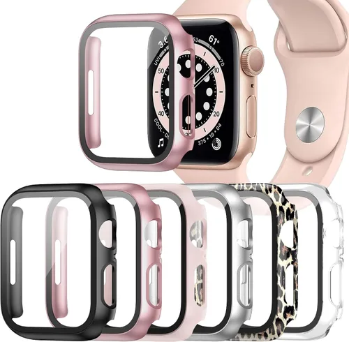 Vista 19 de Paquete de 6 fundas para Apple Watch SE 3 (2025)/SE 2/SE/Series 6/5/4 de 40 mm con protector de pantalla de vidrio templado, funda protectora
