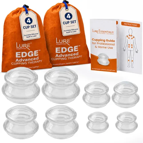 Vista 11 de Juego de terapia de ventosas de silicona, tazas de masaje profesional para terapia de ventosas, kit de 4 tazas para masaje, liberación miofascial