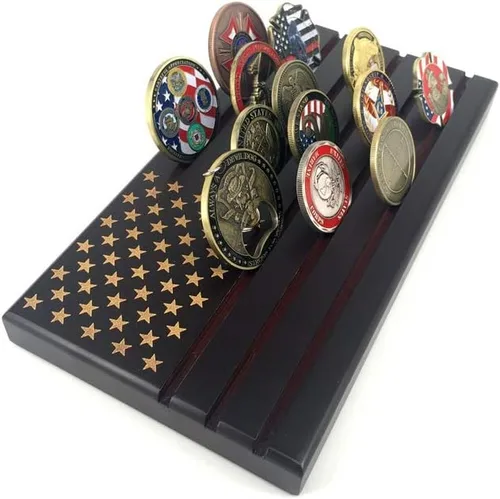 Vista 7 de WOERDA Exhibición de monedas de desafío de 6 filas con bandera americana