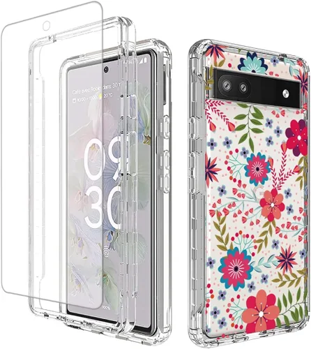 Vista 9 de Funda para Pixel 6A, (no compatible con Pixel 6) GX7AS con protector de pantalla de vidrio templado, suave 360 cuerpo completo a prueba de golpes