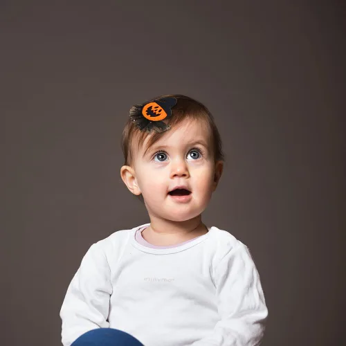 Vista 5 de Paquete de 4 horquillas para el cabello de Halloween, calabaza, fantasma, araña, calavera, pinzas para el cabello para niños y niñas, accesorios