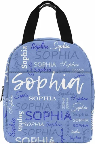 Vista 7 de InterestPrint Bolsa de almuerzo con nombre personalizado para hombres y mujeres, color rosa, blanco y negro, con lunares personalizados, enfriador