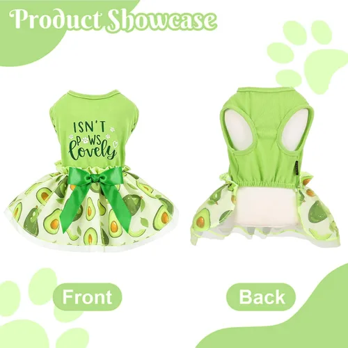 Vista 2 de Yikeyo Vestido de perro para primavera y verano, ropa de perro para perros pequeños, falda para perros pequeños, vestidos de cachorro, vestido