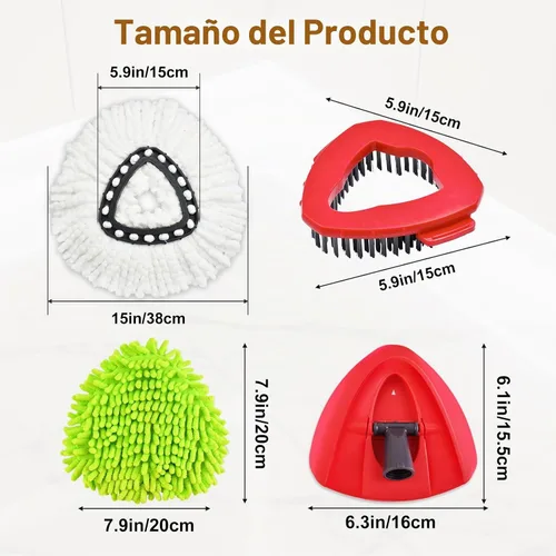 Vista 3 de 6 piezas de cabezales de repuesto para mopa para el sistema de mopa giratoria Ocedar EasyWring de 1 tanque, incluye 2 mopas giratorias de microfibra
