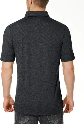 Vista 3 de MAGCOMSEN Camisas polo de 3 botones para hombre, de secado rápido, de verano, de piqué, de golf, polo