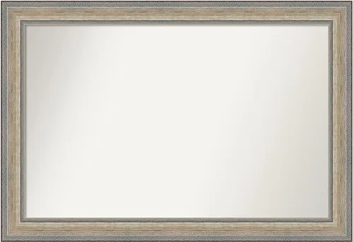 Vista 38 de Amanti Art Espejo de baño plateado para sobre el fregadero, 28 x 37 pulgadas, elegante espejo rectangular de peltre cepillado, marco de madera