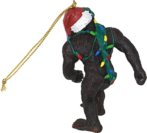 Vista 3 de Design Toscano yeti con sombrero de Papá Noel, divertido adorno navideño para árbol de Navidad, 5,1 cm de ancho, 2,5 cm de profundidad, 7,6 cm