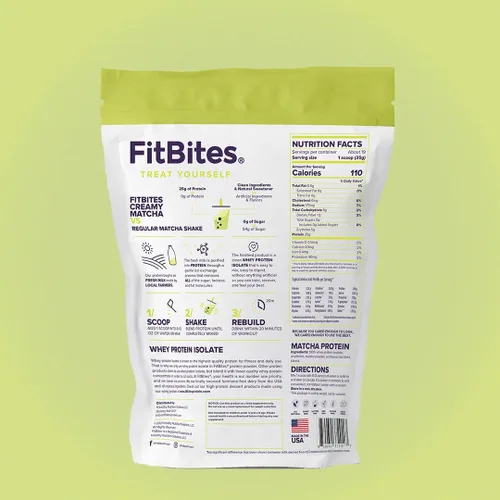 Vista 6 de Proteína en polvo de aislado de suero 100% (Matcha Latte), 5.9g de BCAA, sin gluten, sin azúcar, de rápida absorción y fácil digestión