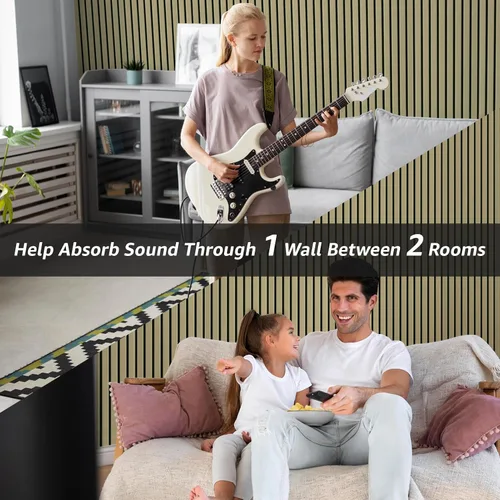 Vista 7 de Paquete de 10 paneles acústicos, paneles de pared insonorizados de 48" X 12" X 0.43", tratamiento acústico autoadhesivo de alta densidad