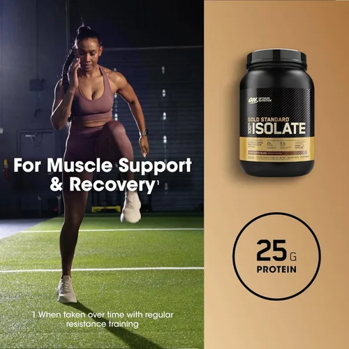 Vista 4 de Optimum Nutrition Gold Standard 100% aislado, proteína en polvo, chocolate Bliss, 3 libras, 44 porciones. Aislado de proteína de suero