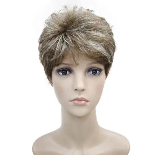 Vista 9 de Wiginway corto rizado pelucas sintéticas con flequillo pelo premium natural moda pelucas para señora mujeres #101