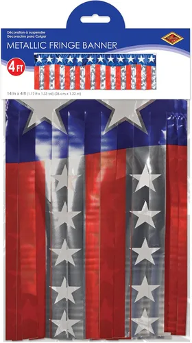 Vista 5 de FR Metallic Stars & Stripes Fringe Banner Party Accesorio (1 unidad) (1/paquete)