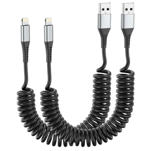 Vista 6 de Cable de carga corto para iPhone de 6 pulgadas, paquete de 3 cables USB a Lightning de 0.5 pies trenzados para iPhone 14, 13, 12, 11 Pro Max, Xs 8